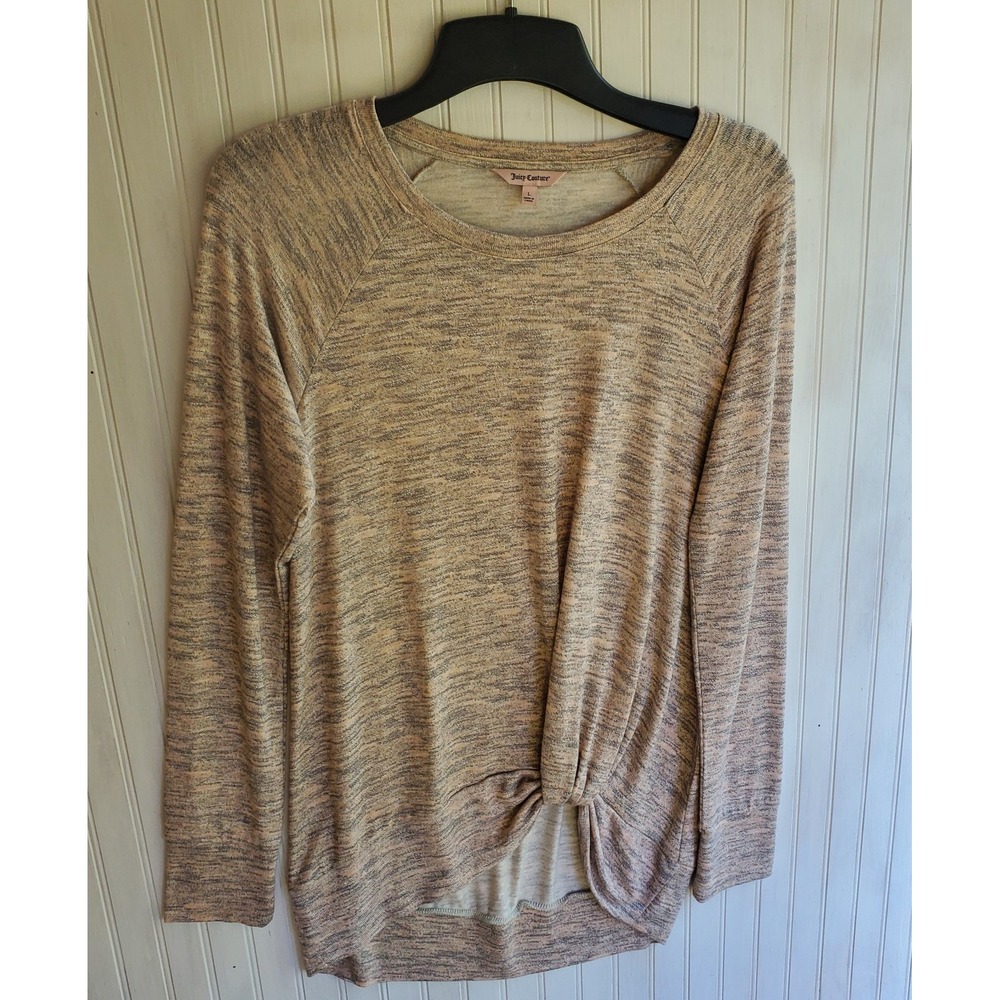 Juicy Couture‎ Womens Pink Gray Heathered Long Sleeve W/ Knot Detail Size Large